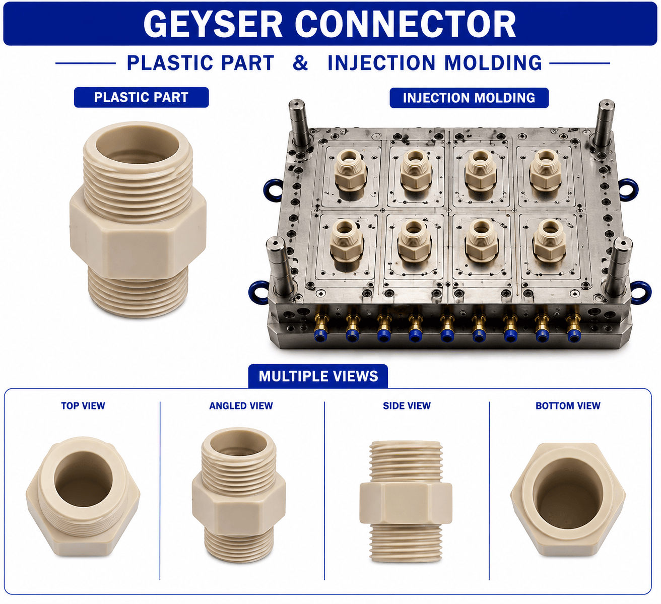 Geyser Plastic Connector Mould and Moulding Service